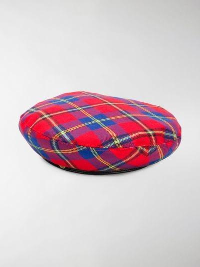 Red and Blue Check Logo - Versace red Wool red and blue check wool hat| Stefaniamode.com