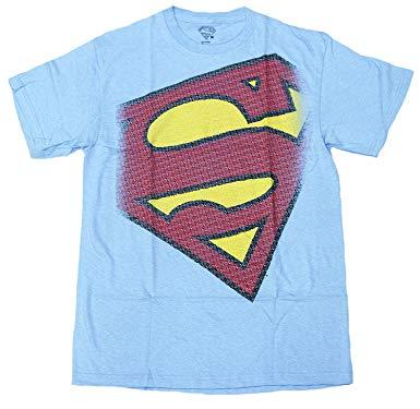 Light Blue Superman Logo - DC Comics Mens' Light Blue Superman Logo T-Shirt - Blue -: Amazon.co ...