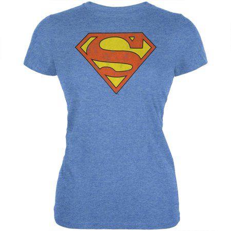 Light Blue Superman Logo - Superman - Superman - Distressed Logo Light Blue Juniors T-Shirt ...