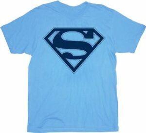 Light Blue Superman Logo - Adult Men's DC Comics Superhero Superman Navy Shield Logo Light Blue