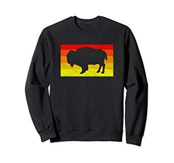 Sunset Bison Logo - Amazon.com: Vintage Retro Bison American Buffalo Sunset Sweatshirt ...