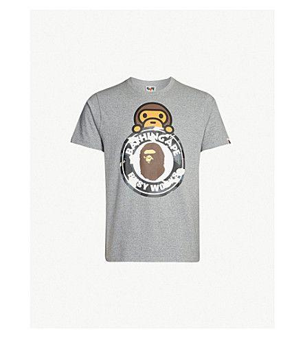 Baby Monkey Bathing Ape Logo - A BATHING APE Milo Logo Print Cotton Jersey T Shirt
