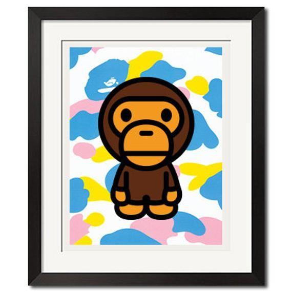 Baby Monkey Bathing Ape Logo - A Bathing Ape Baby Milo Bape Camo Urban Graphic Poster Print