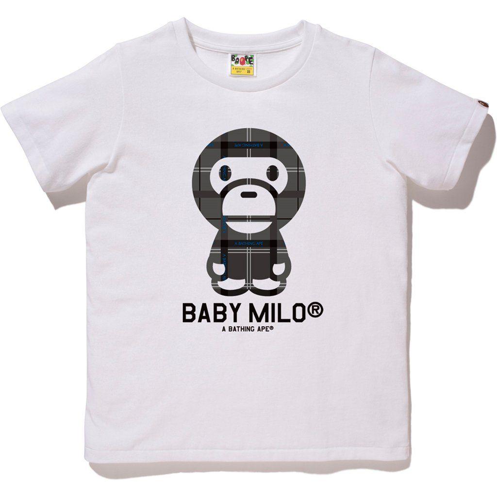 Baby Monkey Bathing Ape Logo - BAPE LOGO CHECK BABY MILO TEE LADIES | us.bape.com