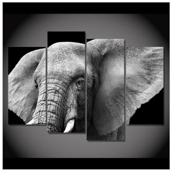 Black and White Elephant Logo - Black and White Elephant HD Printed Wall Picture – Big Crazy Buys