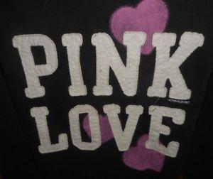 Victoria's Secret Pink Heart Logo - VICTORIA'S SECRET PINK LOVE BLACK ZIP UP HOODIE DRAWSTRING HEARTS ...