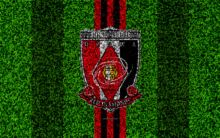 Diamonds and Red Lines Logo - Download wallpapers Urawa Red Diamonds FC, 4k, logo, football lawn ...