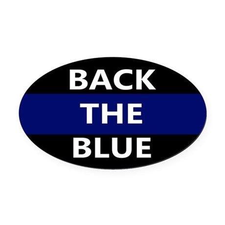White Car Blue Oval Logo - BACK THE BLUE Oval Car Magnet by Admin_CP129519821