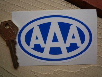 White Car Blue Oval Logo - AAA White on Blue Oval Classic Car Sticker. 4