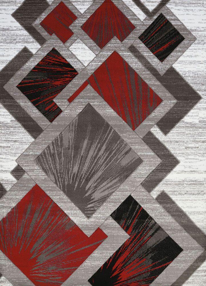 Diamonds and Red Lines Logo - United Weavers Red Contemporary Diamonds Lines Area Rug Geometric ...