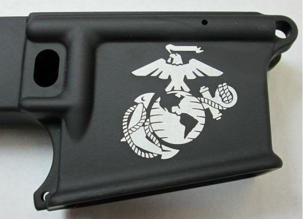AR-15 Logo - Laser Engraved Marines Logo 80% AR-15 Anodized Lower receiver ...