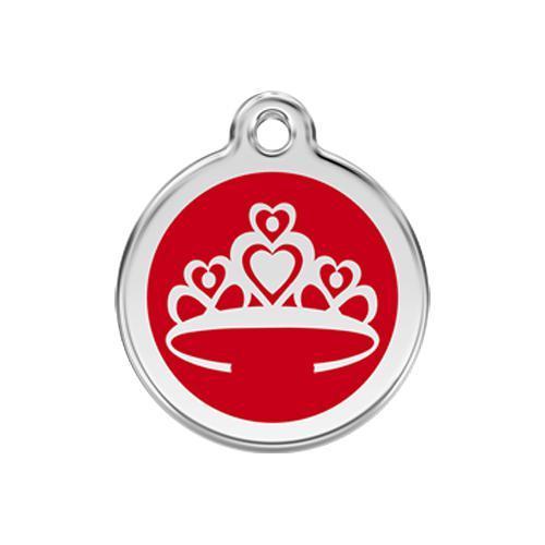 Steel Red Dog Logo - Stainless Steel And Enamel Crown Red Dog ID Tag
