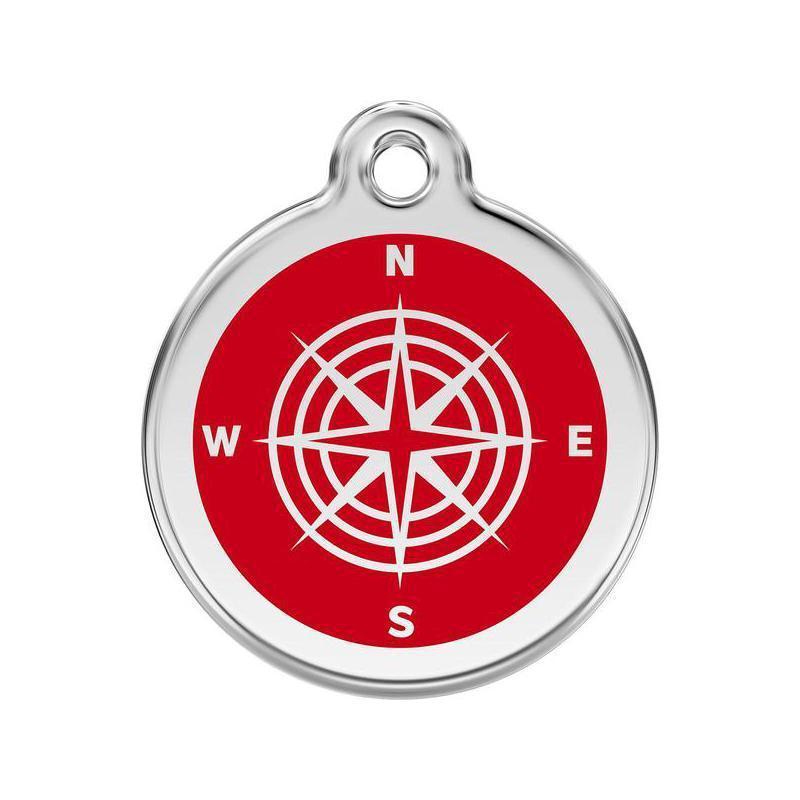Steel Red Dog Logo - Stainless Steel And Enamel Compass Red Dog ID Tag