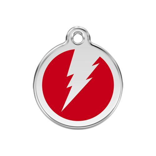Steel Red Dog Logo - Stainless Steel And Enamel Flash Red Dog ID Tag