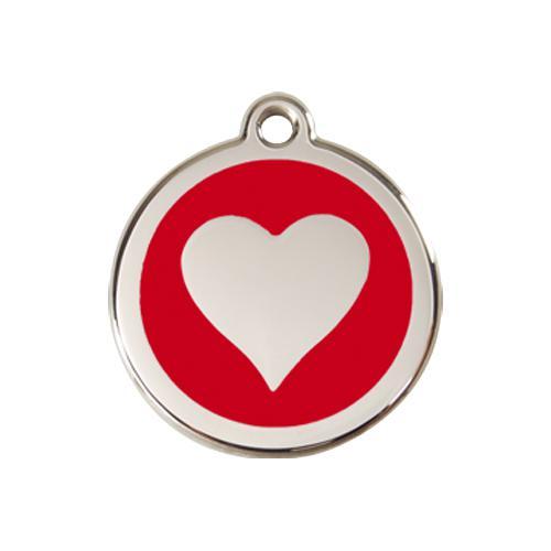 Steel Red Dog Logo - Stainless Steel And Enamel Heart Red Dog ID Tag