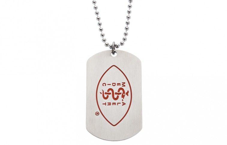 Steel Red Dog Logo - Stainless Steel Red Enamel Dog Tag and Ball Chain - Medical ID Bracelets
