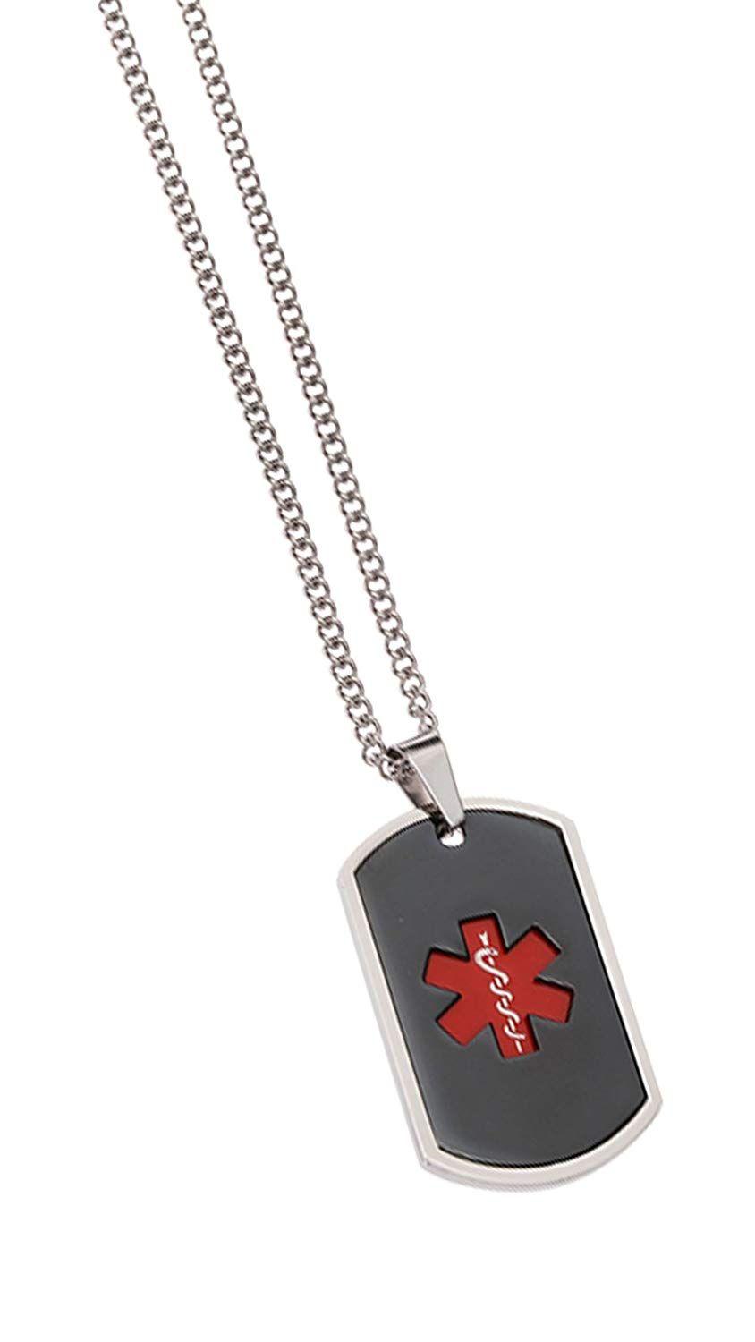 Steel Red Dog Logo - Blank Stainless Steel Dog Tag Obsidian Red: Health