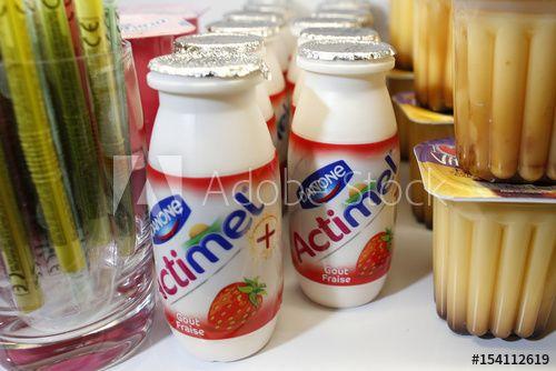 French Dairy Products Logo - Actimel products by French Dairy Group Danone are seen on display on ...