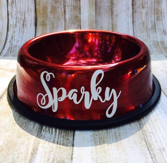 Steel Red Dog Logo - Red Dog Bowl Personalized Red Dog Bowl Custom Cat Bowls | Etsy