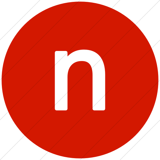 Red Circle with White N Logo - IconsETC » Flat circle white on red alphanumerics lowercase letter n ...