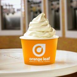 Ice Cream Orange Leaf Logo - Orange Leaf Frozen Yogurt Food Online Reviews