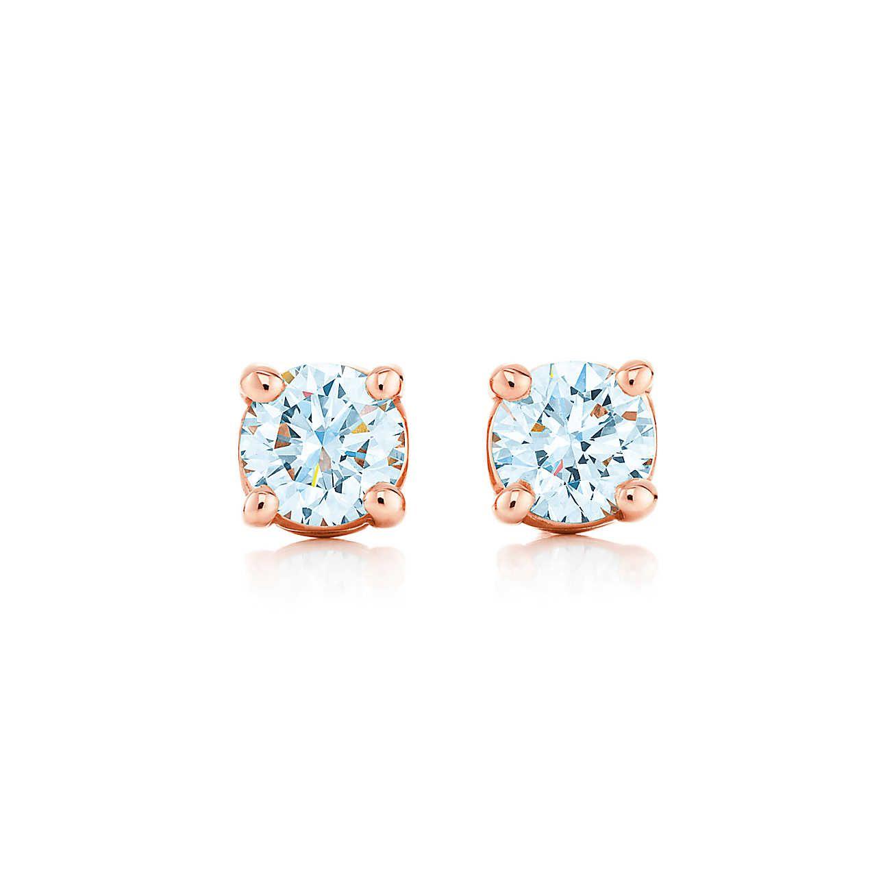Tiffany Diamonds Logo - Tiffany solitaire diamond earrings in 18k rose gold. | Tiffany & Co.