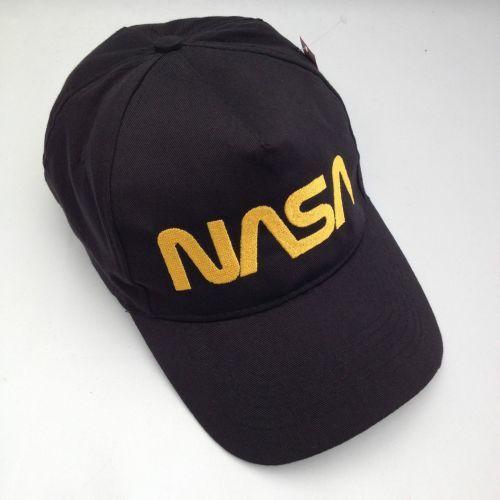 NASA Baseball Logo - Nasa Embroidered Baseball Cap Hat Black with Yellow logo