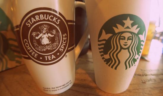 Old Starbucks Logo - Old and new Starbucks logos - Picture of Starbucks, Seattle ...