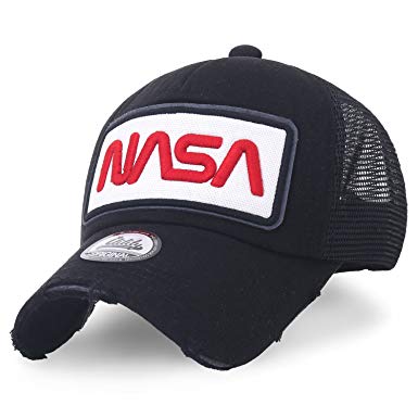 NASA Baseball Logo - ililily NASA Worm Logo Embroidery Baseball Cap Mesh Snap Back ...