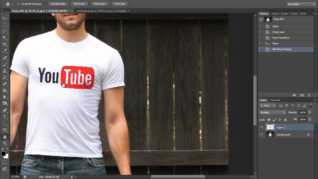 Place Clothing Logo - How To Place A Graphic On A T Shirt (HD) Photohop Tutorial