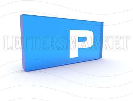 Blue Rectangle White P Logo - LettersMarket - 3D blue box and Letter P isolated on a white ...