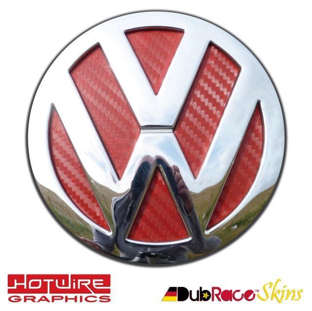 Red Volkswagen Logo - VOLKSWAGEN VW T5 & T6 TRANSPORTER Van Red Carbon Fibre - Rear Badge ...