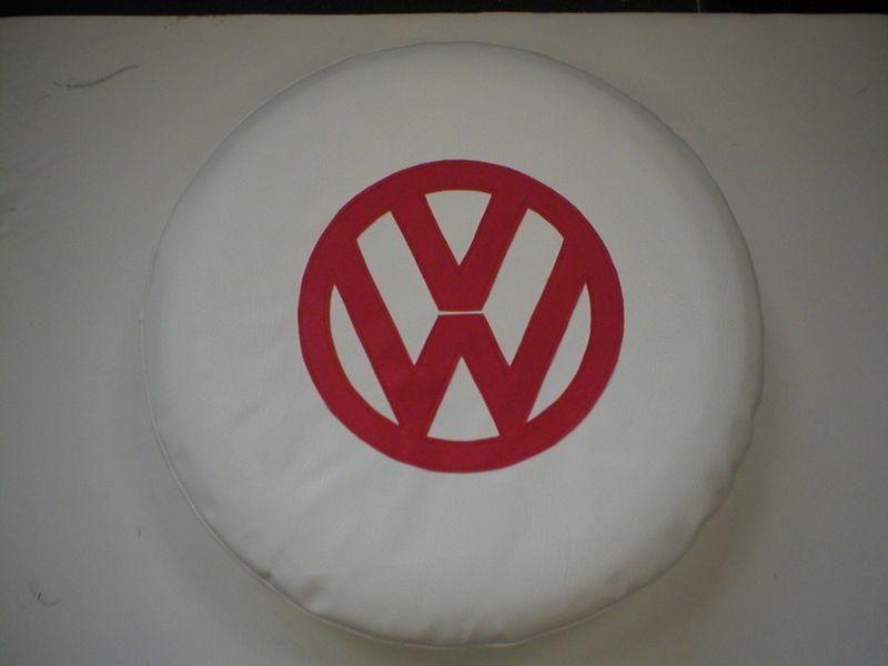 Red Volkswagen Logo - VW Camper van spare wheel cover white with red VW logo. - P K Trim