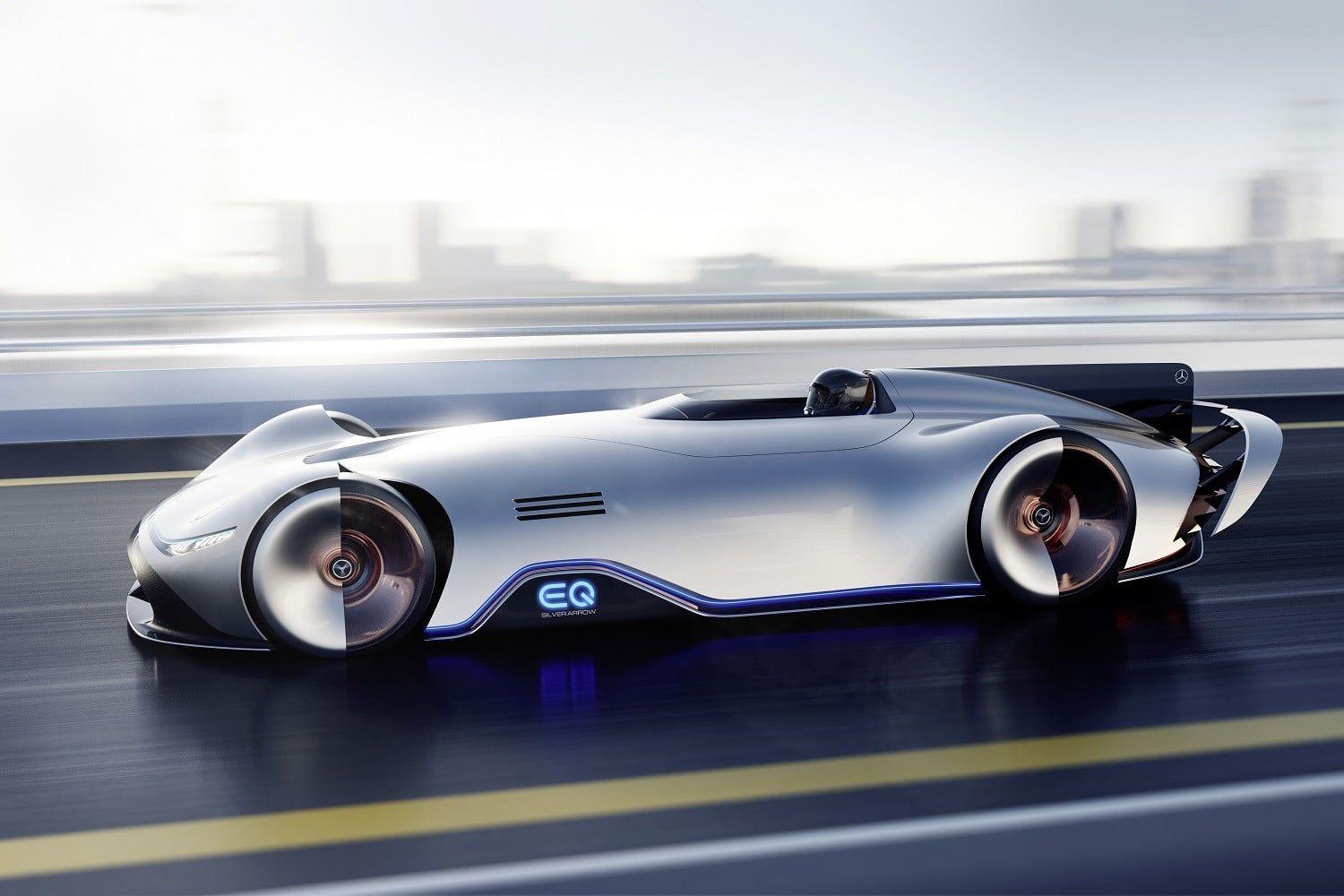 Two Silver Arrows Vehicle Logo - Mercedes Benz EQ Silver Arrow Concept Blends Heritage And Future