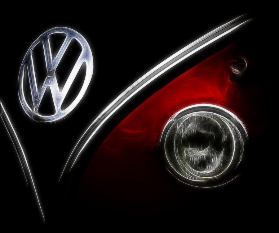 Red Volkswagen Logo - Vw Micro Bus Logo Photograph