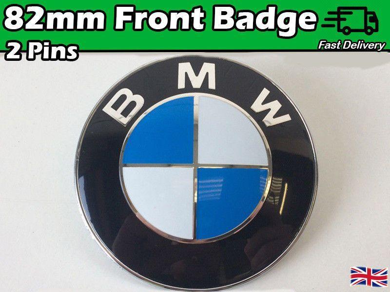 Blue and White P Logo - 1x Front Bonnet Badge For BMW Blue White 2 pin 82mm Series 1 3 4 5 6 ...