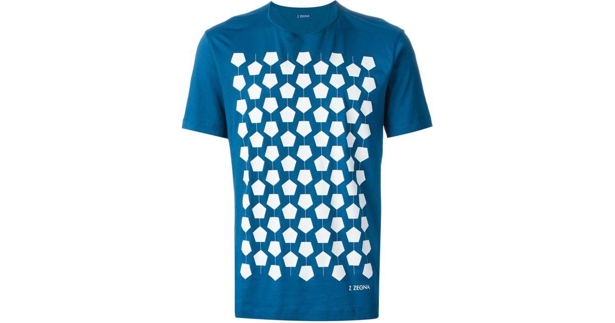 Blue Pentagon Logo - Z Zegna Pentagon Print T Shirt In Blue For Men