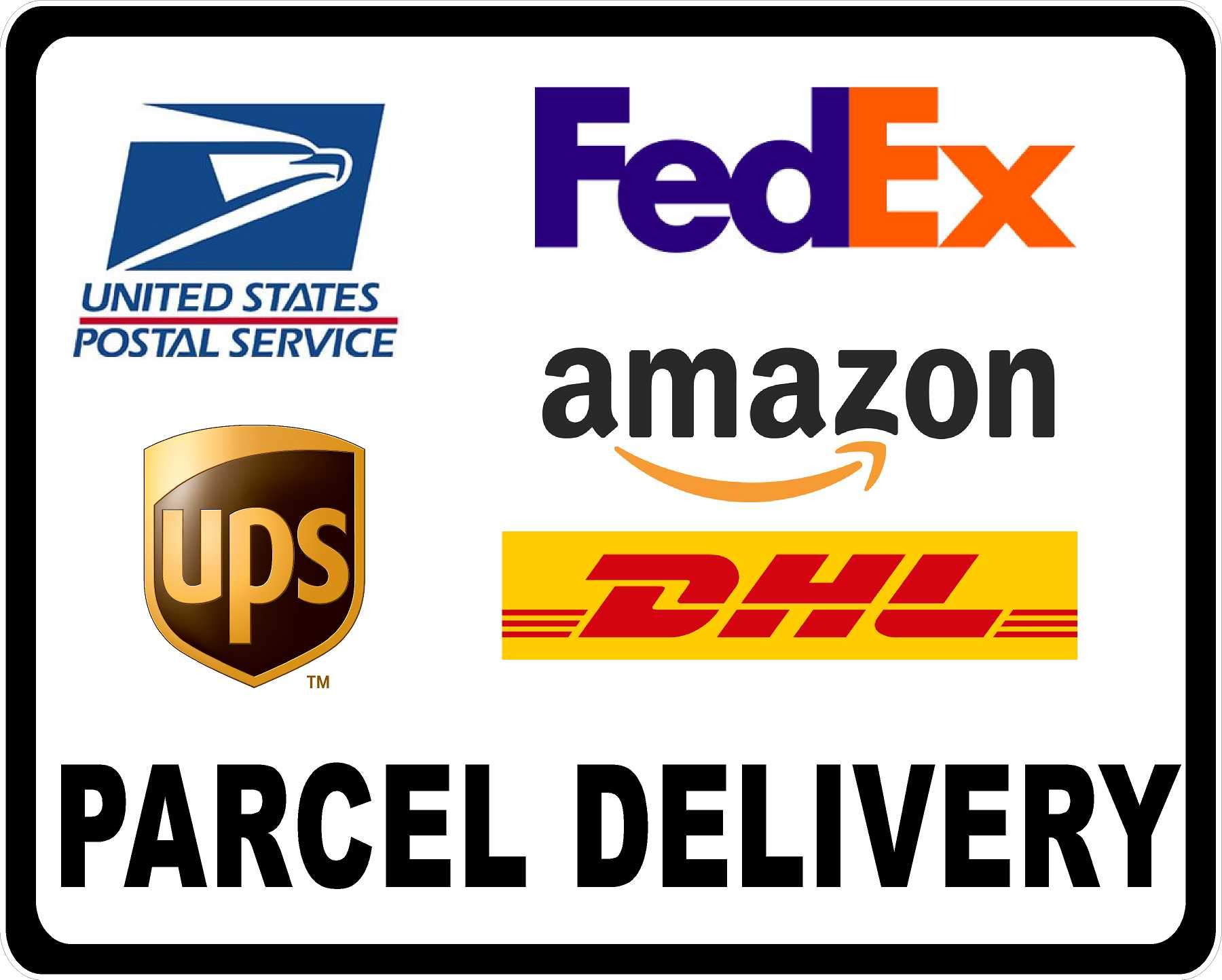 Ups Fedex Logo - USPS Federal Express UPS DHL Amazon Parcel Delivery Decal – Signs by ...