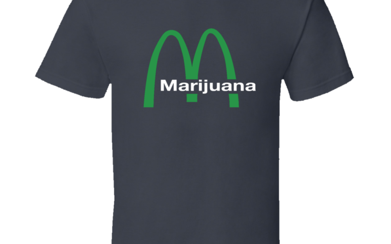 Cool Trendy Logo - t shirt, Marijuana McDonalds Logo Parody 420 Fiendly Cool Trendy