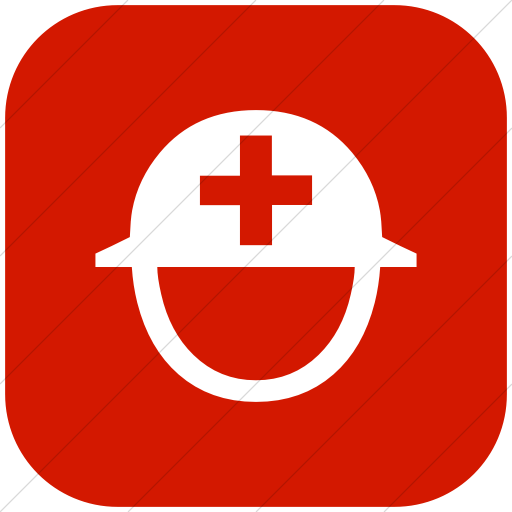 Red Block with White Cross Logo - IconsETC » Flat rounded square white on red classica helmet with ...