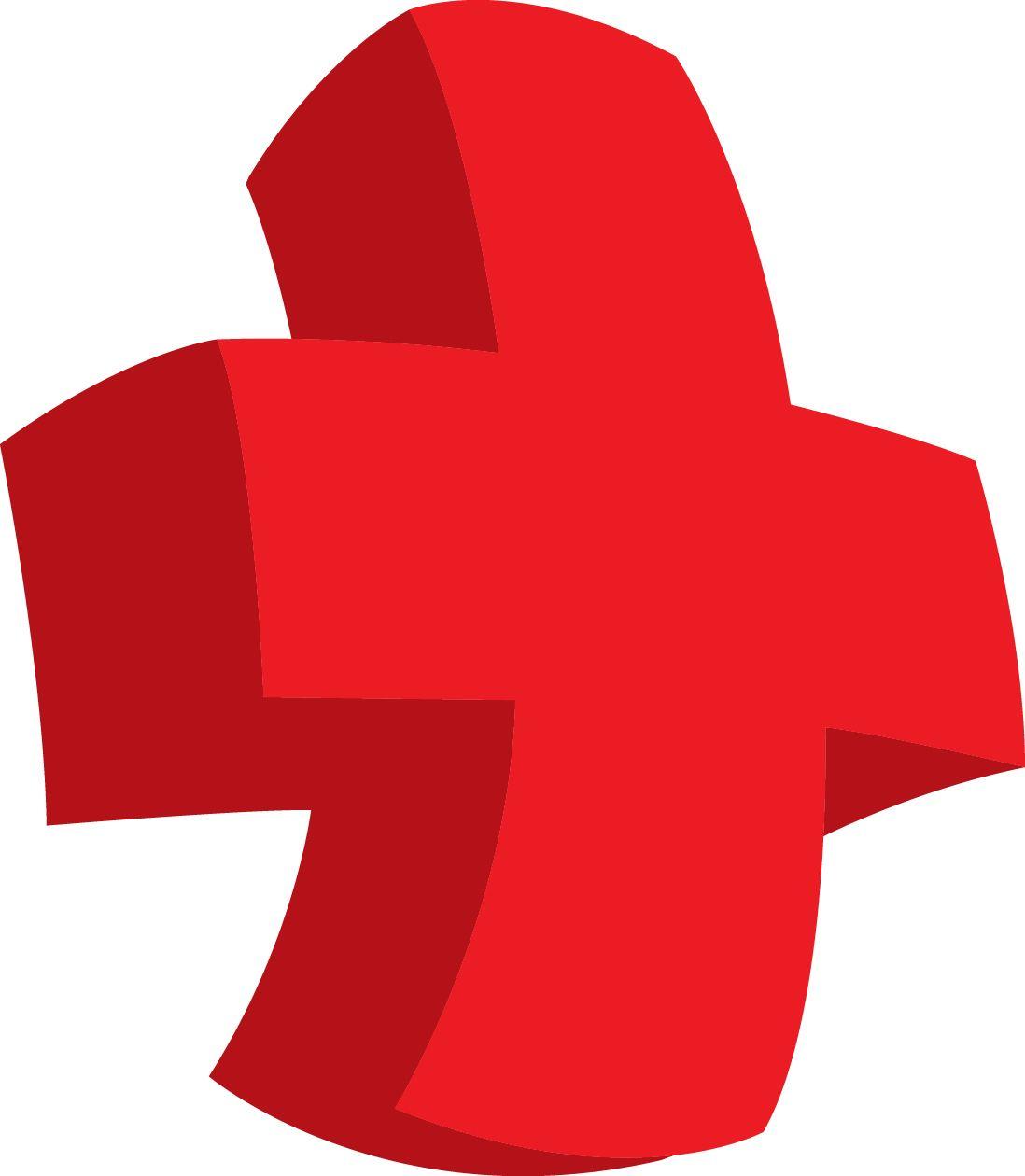 Red Block with White Cross Logo - Logo Of Red Square With White Cross - Clipart & Vector Design •