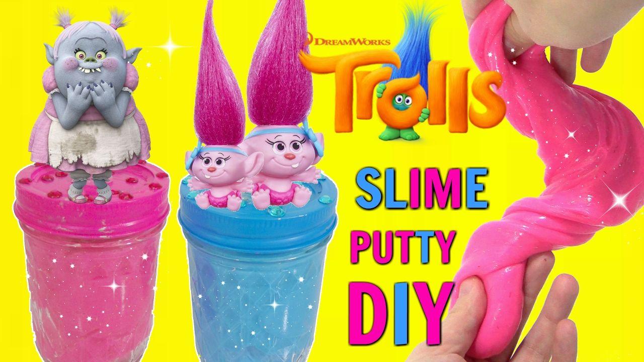Poppy Slime Logo - DIY Dreamworks Trolls Poppy vs Bridget Slime Kids Craft