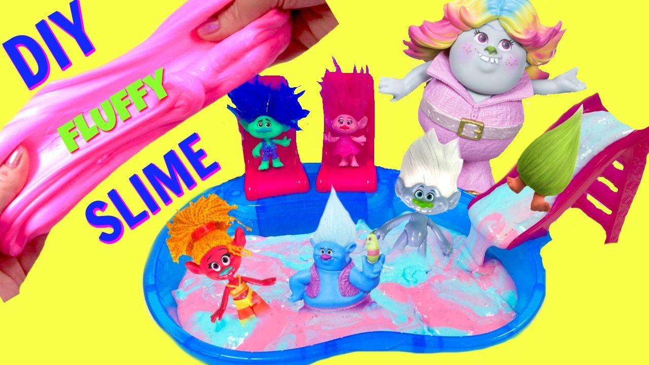 Poppy Slime Logo - DIY Making Trolls Movie Poppy Pink and Branch Blue Fluffy Slime ...