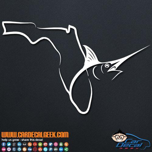 Florida Fishing Logo - Florida Fishing Marlin Swordfish Vinyl Car Decal Sticker Graphic
