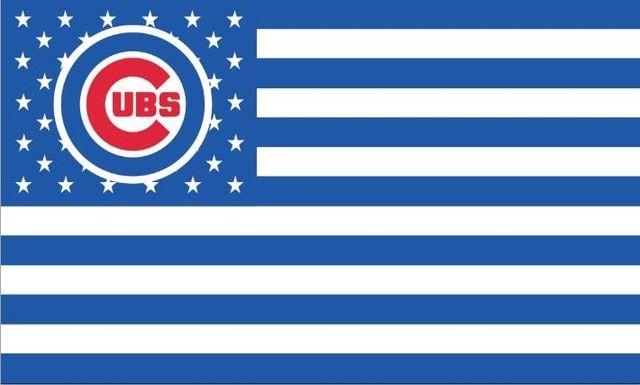 Striped White and Blue Background Logo - Chicago CUB ubs logo with Stars and Stripes flag white background