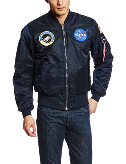 Small NASA Commander Logo - Alpha Industries Men's NASA MA 1 Bomber Flight Jacket