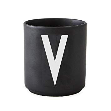 Black V and L Logo - Design Letters Porcelain Cup V Black L Black/H: 9cm Ø: 8.3cm: Amazon ...
