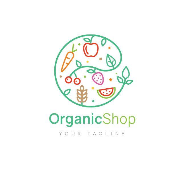 Food Shop Logo - Organic Shop Logo & Business Card Template Design Love