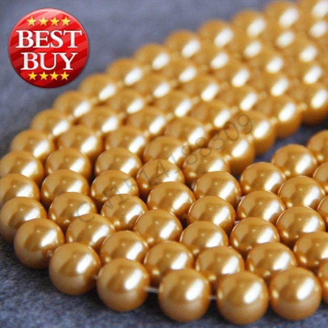 Yellow Seashell Logo - Necklace&Bracelet 12mm Yellow Shell pearl beads Seashell DIY gift ...