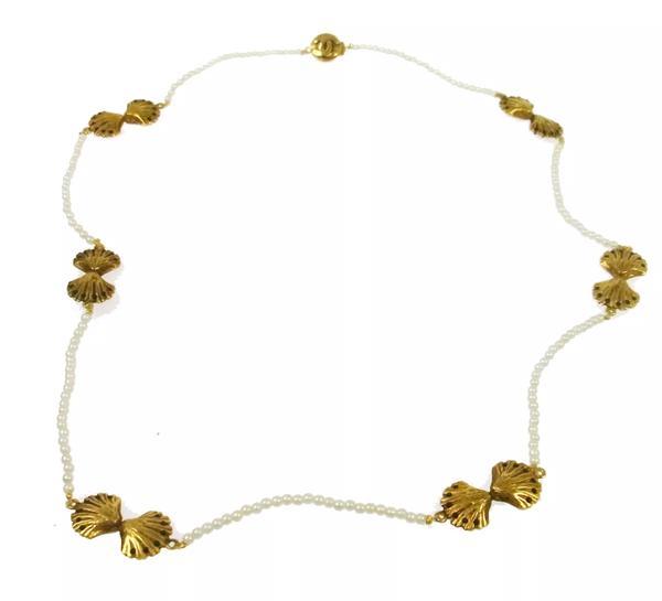 Yellow Seashell Logo - Chanel Seashell Logo Pearl Necklace – Treasures of NYC